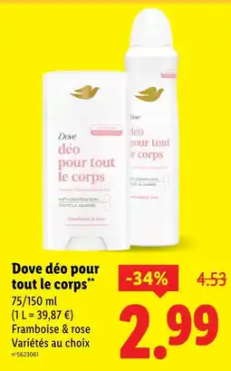 Lidl DOVE Déo pour tout le corps offre