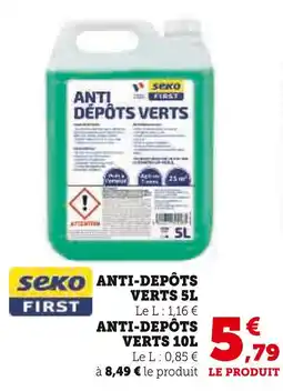 Super U SEKO FIRST Anti-dépôts verts 5L offre
