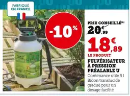 Super U U Pulvérisateur à pression préalable offre