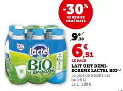 U Express Lactel Lait UHT demi-écrémé Bio offre