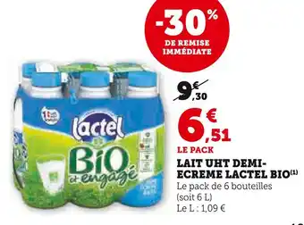 U Express Lactel Lait UHT demi-écrémé Bio offre