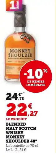 U Express Monkey Shoulder Blended malt scotch whisky Monkey Shoulder 40° offre