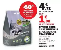 Super U Tranquille - litiere pour chat minerale bi-carbonite offre