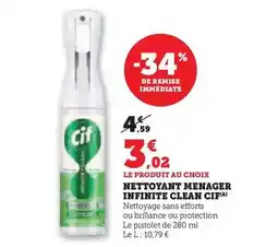Super U Cif - nettoyant menager infinite clean offre