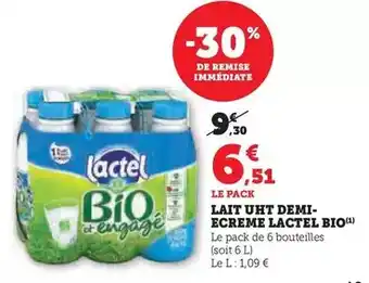 Super U Lactel - lait uht demi-ecreme bio offre