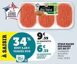 Super U U - steak hache pur boeuf 15% mg offre