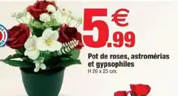 Bazarland Pot de roses, astromérias et gypsophiles offre