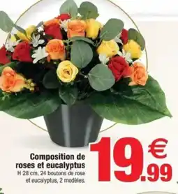 Bazarland Composition de roses et eucalyptus offre