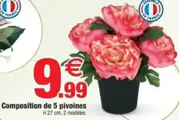 Bazarland Composition de 5 pivoines offre