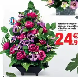 Bazarland Jardinière de roses, pensées, gypsophiles et feuilles de rosier offre