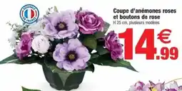 Bazarland Coupe d'anémones roses et boutons de rose offre