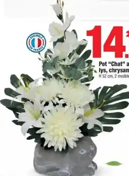 Bazarland Pot "Chat" avec composition lys, chrysanthèmes et glaïeuls offre