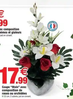 Bazarland Coupe "Main" avec composition de roses ou orchidées offre