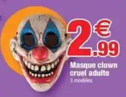 Bazarland Masque clown cruel adulte offre