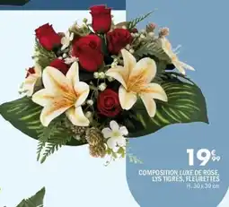 La Foir'Fouille Composition luxe de rose lys tigres fleurettes offre