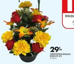 La Foir'Fouille Composition dahlias roses et lys offre