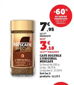 Bi1 NESCAFE Cafe soluble l'original offre
