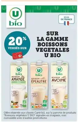 Bi1 Sur la gamme boissons vegetales u bio offre
