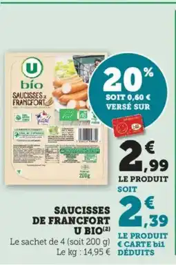 Bi1 Saucisses de francfort u bio offre