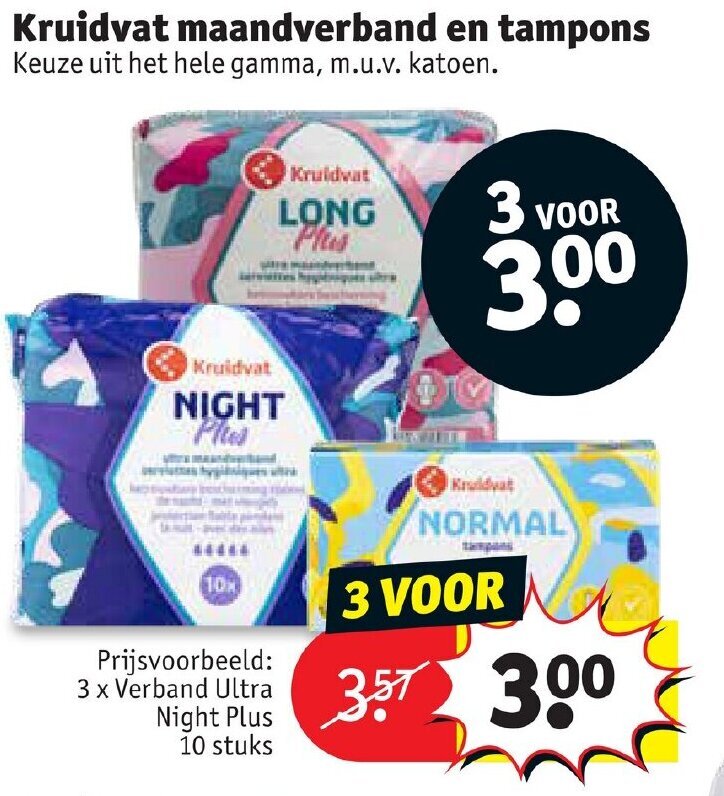 Promo Kruidvat maandverband en tampons chez Kruidvat