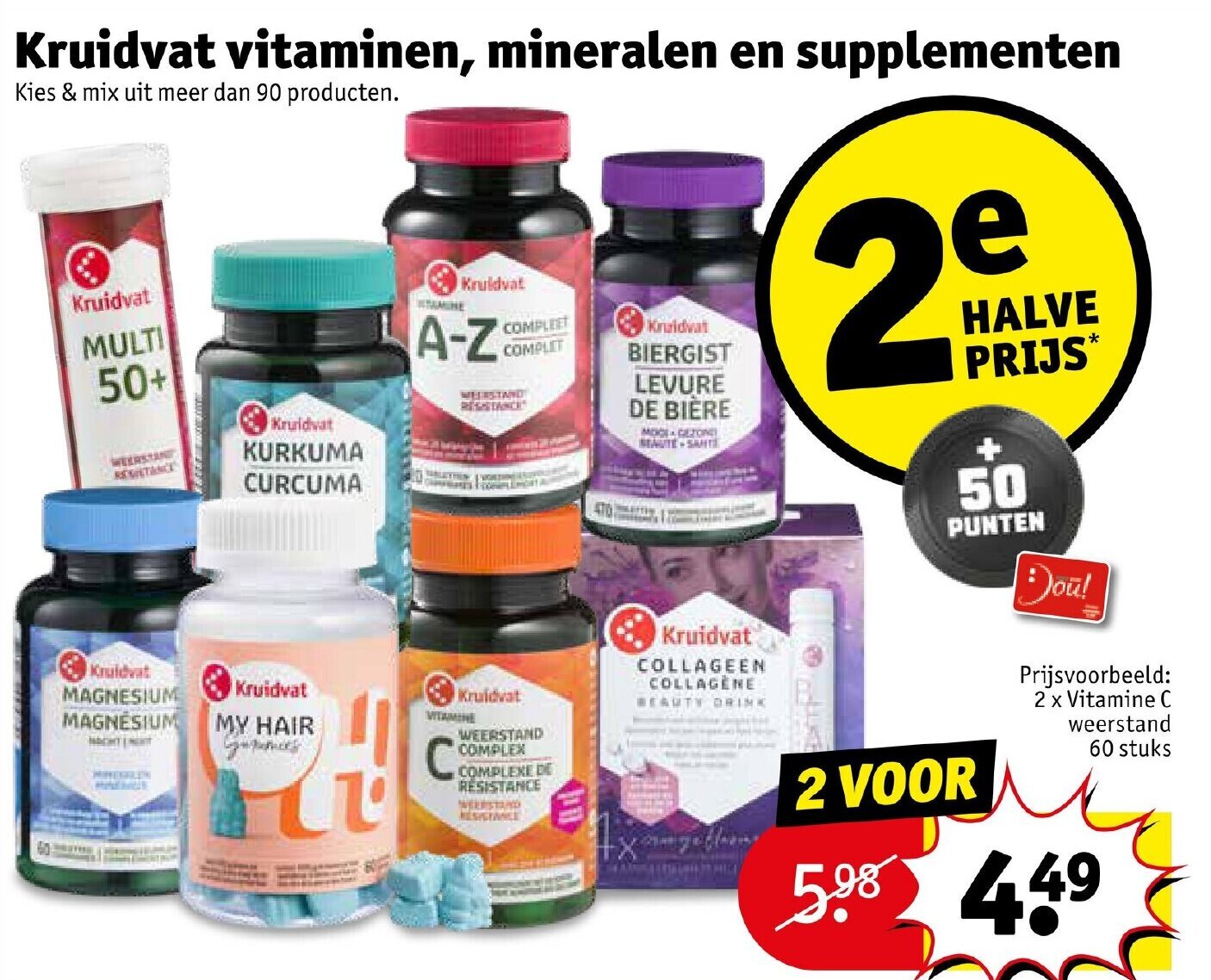 Promo Kruidvat vitaminen, mineralen en supplementen chez Kruidvat