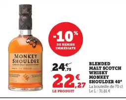Bi1 MONKEY SHOULDER 40° Blended malt scotch whisky offre