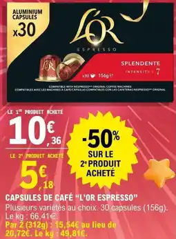E.Leclerc Capsules de café "l'or espresso" offre