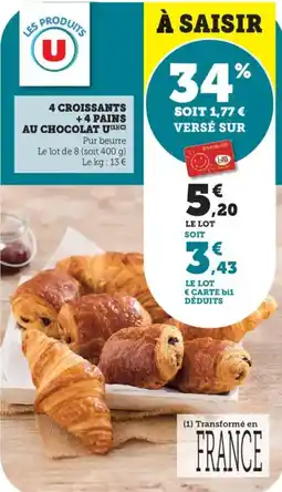 Bi1 4 croissants +4 pains au chocolat u offre