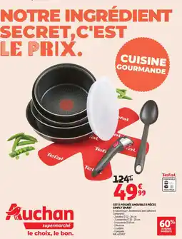 Auchan Supermarché TEFAL Set à poignée amovible 8 pièces simply smart offre