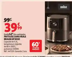 Auchan Supermarché BRAUN Friteuse sans huile braun hf3000 offre