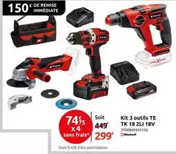 Mr Bricolage EINHELL Kit 3 outils TE TK 18 2LI 18V offre
