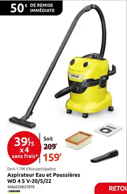 Mr Bricolage KARCHER Aspirateur Eau et Poussières WD 4 S V-20/5/22 offre