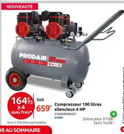 Mr Bricolage PRODAIR Compresseur 100 litres silencieux 4 HP offre