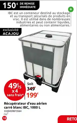 Mr Bricolage Récupérateur d'eau aérien carré blanc ibc offre