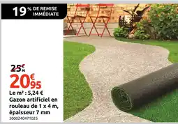 Mr Bricolage Gazon artificiel en rouleau de 1 x 4m, épaisseur 7 mm offre