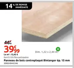 Mr Bricolage Panneau de bois contreplaqué bintangor offre