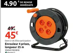 Mr Bricolage Enrouleur 4 prises, longueur 25 m offre