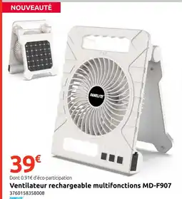 Mr Bricolage FANELITE Ventilateur rechargeable multifonctions MD-F907 offre