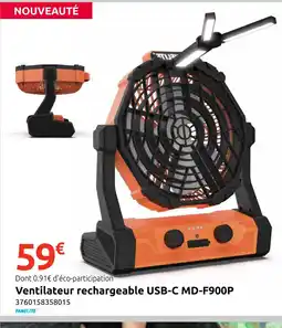 Mr Bricolage FANELITE Ventilateur rechargeable USB-C MD-F900P offre