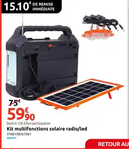 Mr Bricolage FANELITE Kit multifonctions solaire radio/led offre