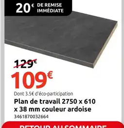Mr Bricolage Plan de travail 2750 x 610 x 38 mm couleur ardoise offre