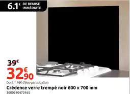 Mr Bricolage Crédence verre trempé noir 600 x 700 mm offre
