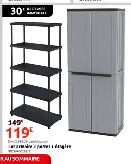 Mr Bricolage Lot armoire 2 portes + étagère offre
