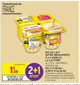 Intermarché Contact LA LAITIÈRE Riz au lait offre découverte à la vanille offre
