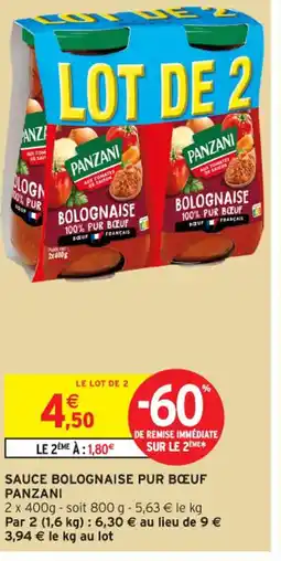 Intermarché Contact PANZANI Sauce bolognaise pur bœuf offre