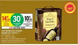 Intermarché Contact BARON DE LESTAC Aop bordeaux rouge offre