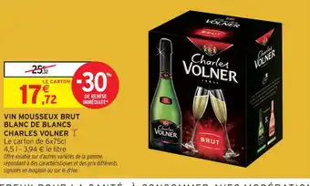 Intermarché Contact CHARLES VOLNER Vin mousseux brut blanc de blancs offre