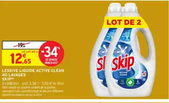 Intermarché Contact SKIP Lessive liquide active clean 40 lavages offre