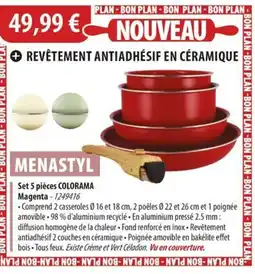 Cuisine Plaisir MENASTYL Set 5 pièces colorama magenta offre