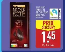 ALDI MOSER ROTH Tablette de chocolat noir 70% offre